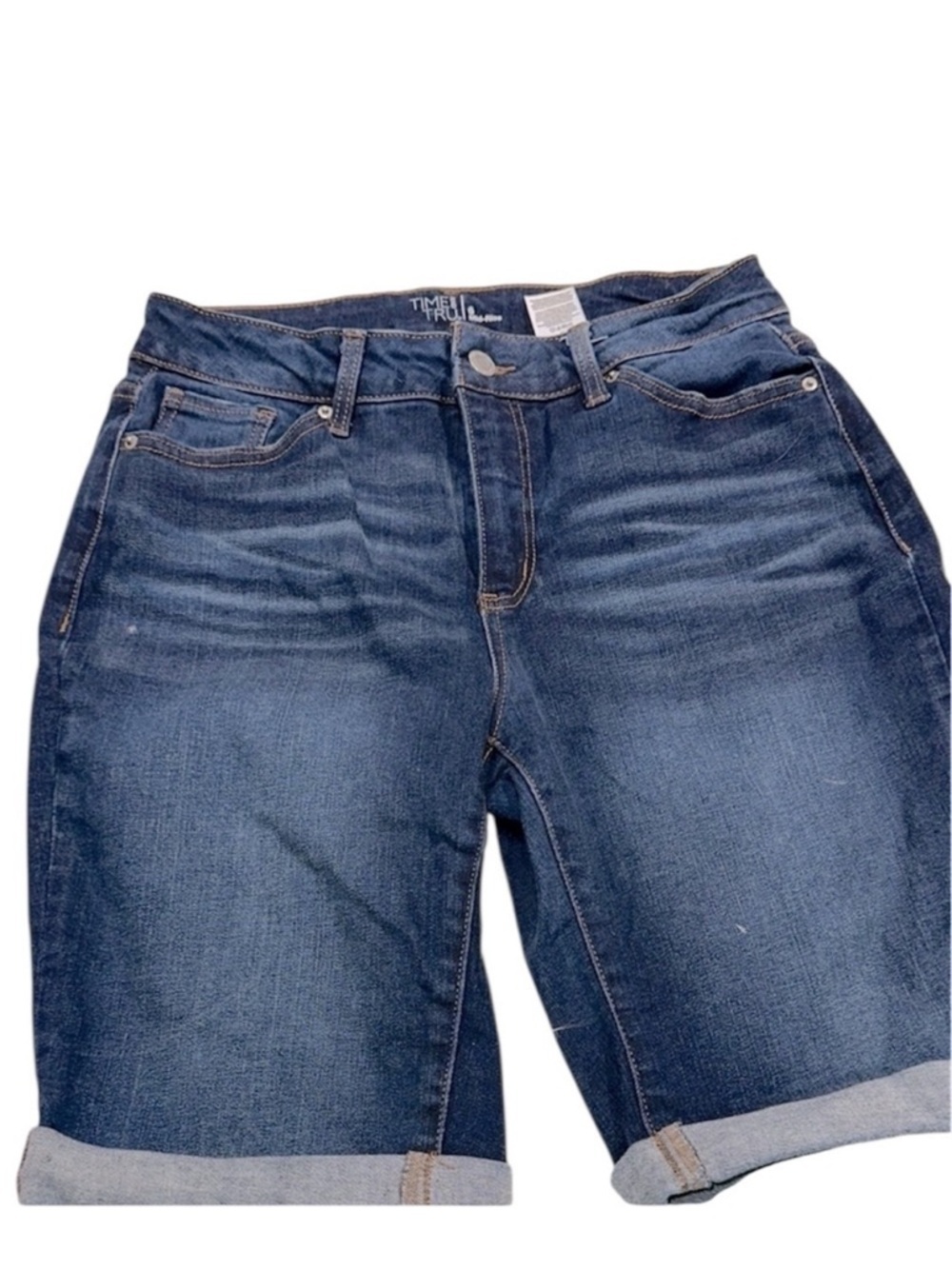 Time and Tru Dark Blue Denim Shorts size 6 mid rise - Picture 1 of 7